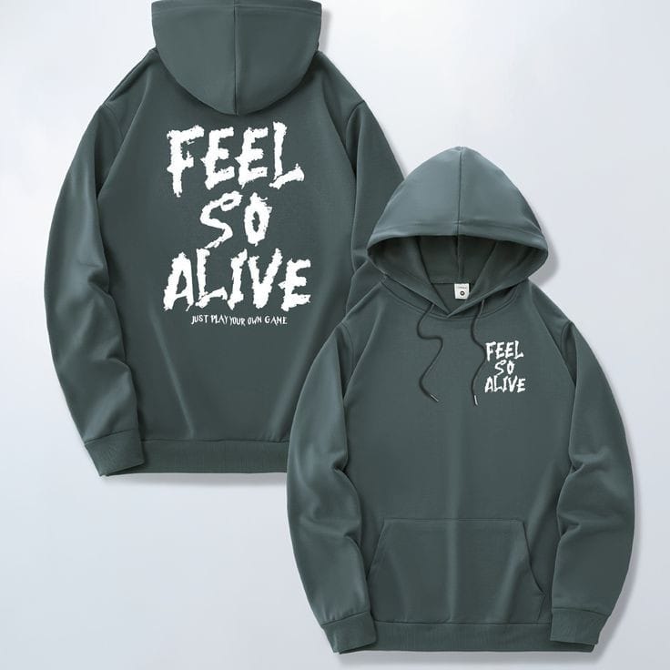 FEEL & ALIVE PRINTED HOODIE