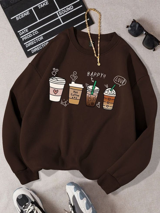 COFFEE PRINTED SWEATSHIRT