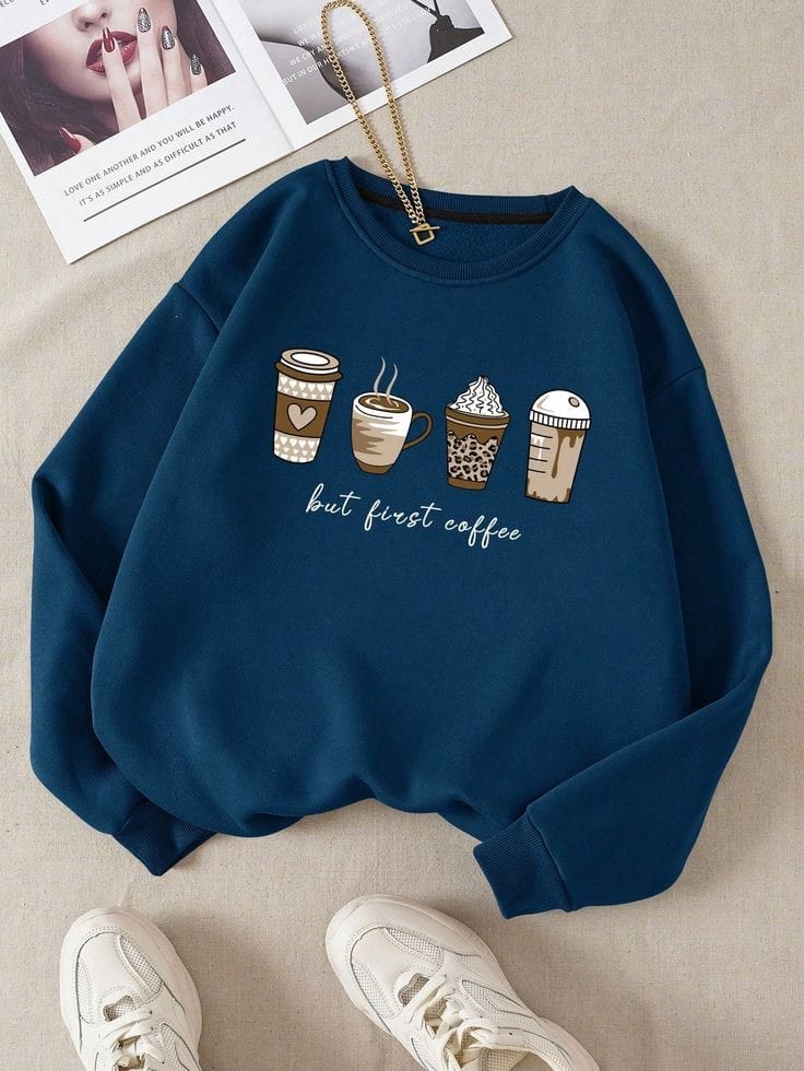 COFFEE PRINTED SWEATSHIRT