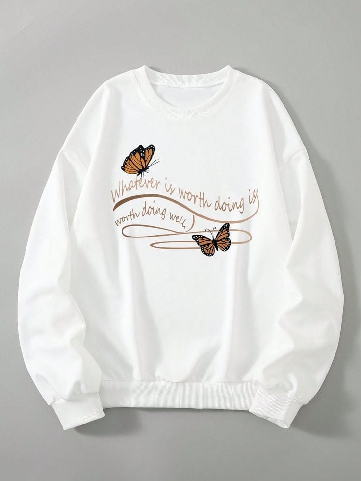 BUTTERFLY PRINTED SWEATSHIRT